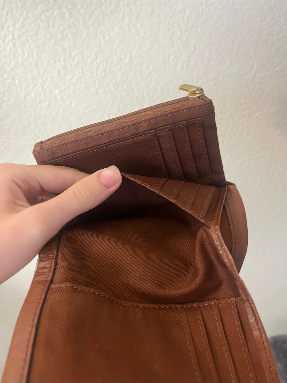 Fossil Brown Leather Wallet with Multicolor Stripe Accent